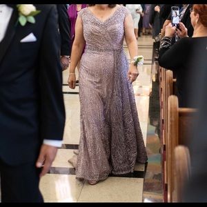 Gorgeous mauve couture beaded evening gown